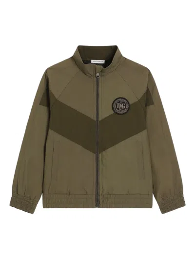 Dolce & Gabbana Kids' Chevron Bomber Jacket In Green
