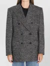Dolce & Gabbana Double-breasted Herringbone Jacket With Animal Print Lining Clothing In Gray