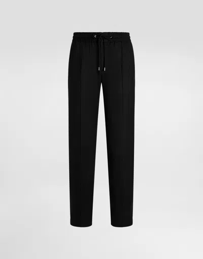 Dolce & Gabbana Chevron Flannel Joggers In Black