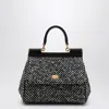 Dolce & Gabbana Women Sicily Medium Chevron Fabric Shoulder Bag In Black