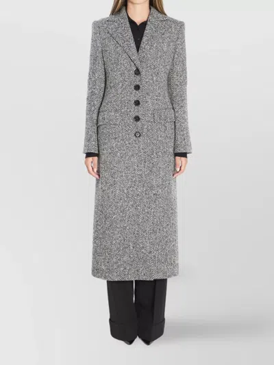 DOLCE & GABBANA CHEVRON PATTERN SINGLE-BREASTED WOOL COAT