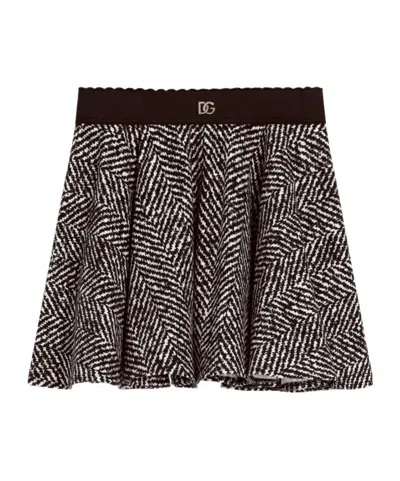 Dolce & Gabbana Chevron Pleated Skirt In Black