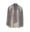 Dolce & Gabbana Dolce&gabbana Women Silk Chiffon Blouse With Chevron Print In Gray