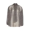 Dolce & Gabbana Dolce&gabbana Women Silk Chiffon Blouse With Chevron Print In Gray