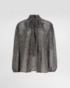 Dolce & Gabbana Chevron-print Silk Chiffon Shirt In Multi
