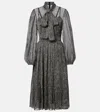 Dolce & Gabbana Chevron Tie-neck Silk-blend Midi Dress In Black