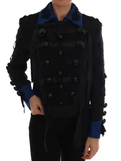 Dolce & Gabbana Wool Double-breasted Trench Jacket In Blue