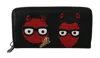 Dolce & Gabbana Black Red Leather #dgfamily Zipper Continental Wallet