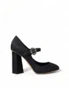 Dolce & Gabbana Black Brocade High Heels Mary Janes Shoes