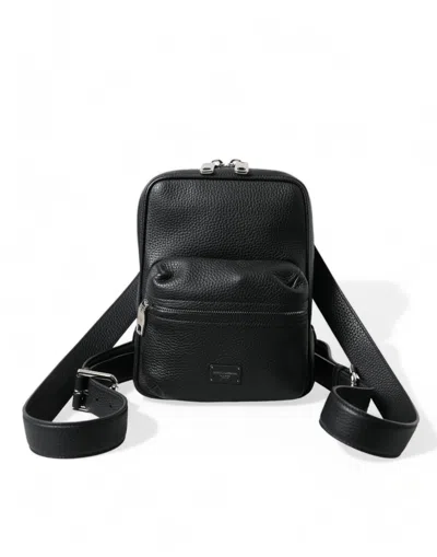 Dolce & Gabbana Chic Black Calf Leather Small Men's Backpack