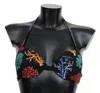 Dolce & Gabbana Black Corals Print Swimsuit Beachwear Bikini Top