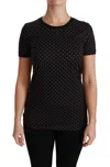 Dolce & Gabbana Black Dotted Crewneck Cotton Top T-shirt In Black