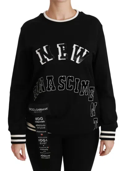 Dolce & Gabbana Rinascimento Dgmillennials Sequin Cotton Blend Sweater In Black