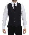 Dolce & Gabbana Blue Waistcoat Formal Stretch Wool Vest