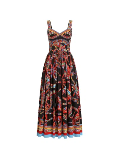 Dolce & Gabbana Chic Bodice Dress With Cups And Gathered Skirt - Size 40 In Multi