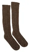 Dolce & Gabbana Brown Wool Knit Calf Long  Socks