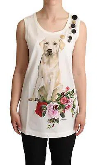 Pre-owned Dolce & Gabbana Chic Canine Floral Sleeveless Tank In See Description