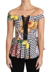 DOLCE & GABBANA CHIC CHECKERED CORSET TOP BLOUSE