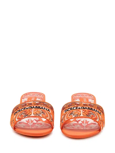 Dolce & Gabbana Chic Embroidered Slip-on Sandals In Orange