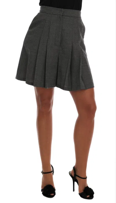 Dolce & Gabbana Wool High-waist Mini Shorts In Gray