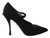 Dolce & Gabbana Black Socks Stretch Crystal Pumps Shoes In Black