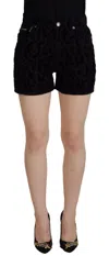 Dolce & Gabbana Black Denim Cotton Stretch Hot Pants Shorts In Black