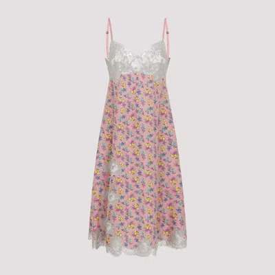 Dolce & Gabbana Floral Print Silk Slip Dress In Pink