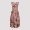 Dolce & Gabbana Abito Midi In Cotone Rosa Con Stampa Fiori Dolce E Gabbana In Multi