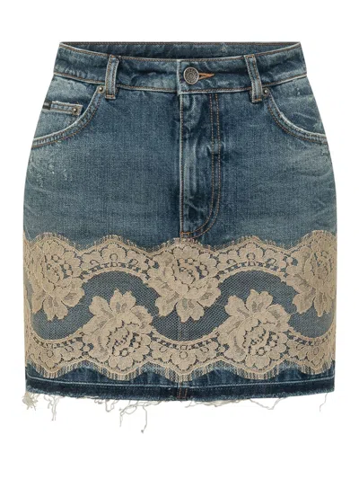 Dolce & Gabbana Chic Mini Skirt With Lacy Insert In Multi