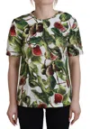 Dolce & Gabbana Crew-neck Cotton Top Blouse Fruit T-shirt In Multicolor