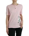 DOLCE & GABBANA DOLCE & GABBANA CHIC PINK FLORAL COTTON WOMEN'S TEE