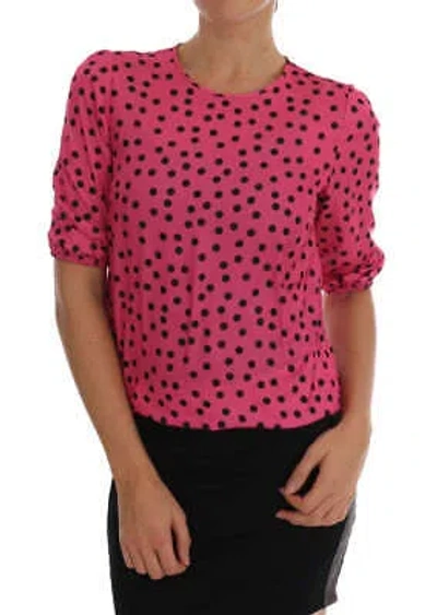 Pre-owned Dolce & Gabbana Chic Pink Polka Dotted Silk Blouse In See Description