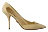 Dolce & Gabbana Yellow Exotic Leather Stiletto Heel Pumps Shoes In Beige