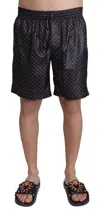 Dolce & Gabbana Black Polka Dot Print Beachwear Swimwear In Black