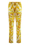 Dolce & Gabbana Majolica High-rise Cotton Straight Pants In Yellow