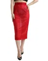 Dolce & Gabbana Red Sheer High Waist Pencil Cut Midi Skirt In Red