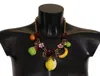 Dolce & Gabbana Gold Brass Sicily Fruits Roses Statement Necklace In Gold