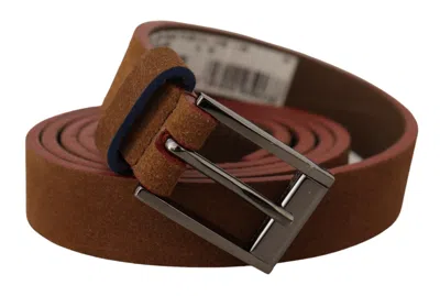 Dolce & Gabbana Logo Engraved Suede Leather Waist Belt In Brown