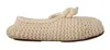 Dolce & Gabbana White Slip On Ballerina Flats Wool Knit Shoes