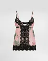 Dolce & Gabbana Chiffon And Lace Lingerie Top In Print