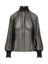Dolce & Gabbana Sheer Chiffon Smocked Blouse In Black