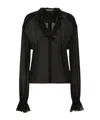 Dolce & Gabbana Sheer Silk Chiffon V-neck Top In Black