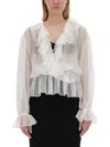 Dolce & Gabbana Women Chiffon Blouse With Ruffles In Yellow