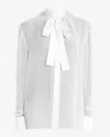 Dolce & Gabbana Dolce&gabbana Sheer Silk Chiffon Tie Neck Shirt In White