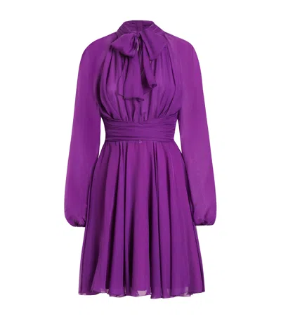 Dolce & Gabbana Chiffon Draped Mini Dress In Purple