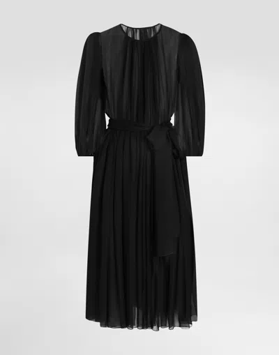 Dolce & Gabbana Chiffon Dress In Black