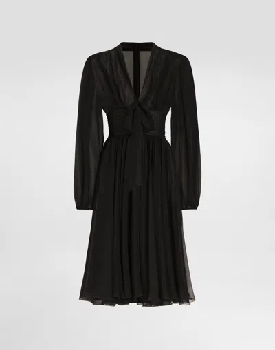 Dolce & Gabbana Chiffon Dress In Black