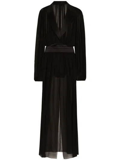 Dolce & Gabbana Kleid Aus Chiffon In Black