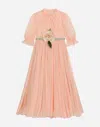 Dolce & Gabbana Chiffon Dress With 3d Flower In Pink