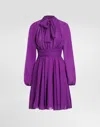 Dolce & Gabbana Chiffon Dress With Draping In Purple